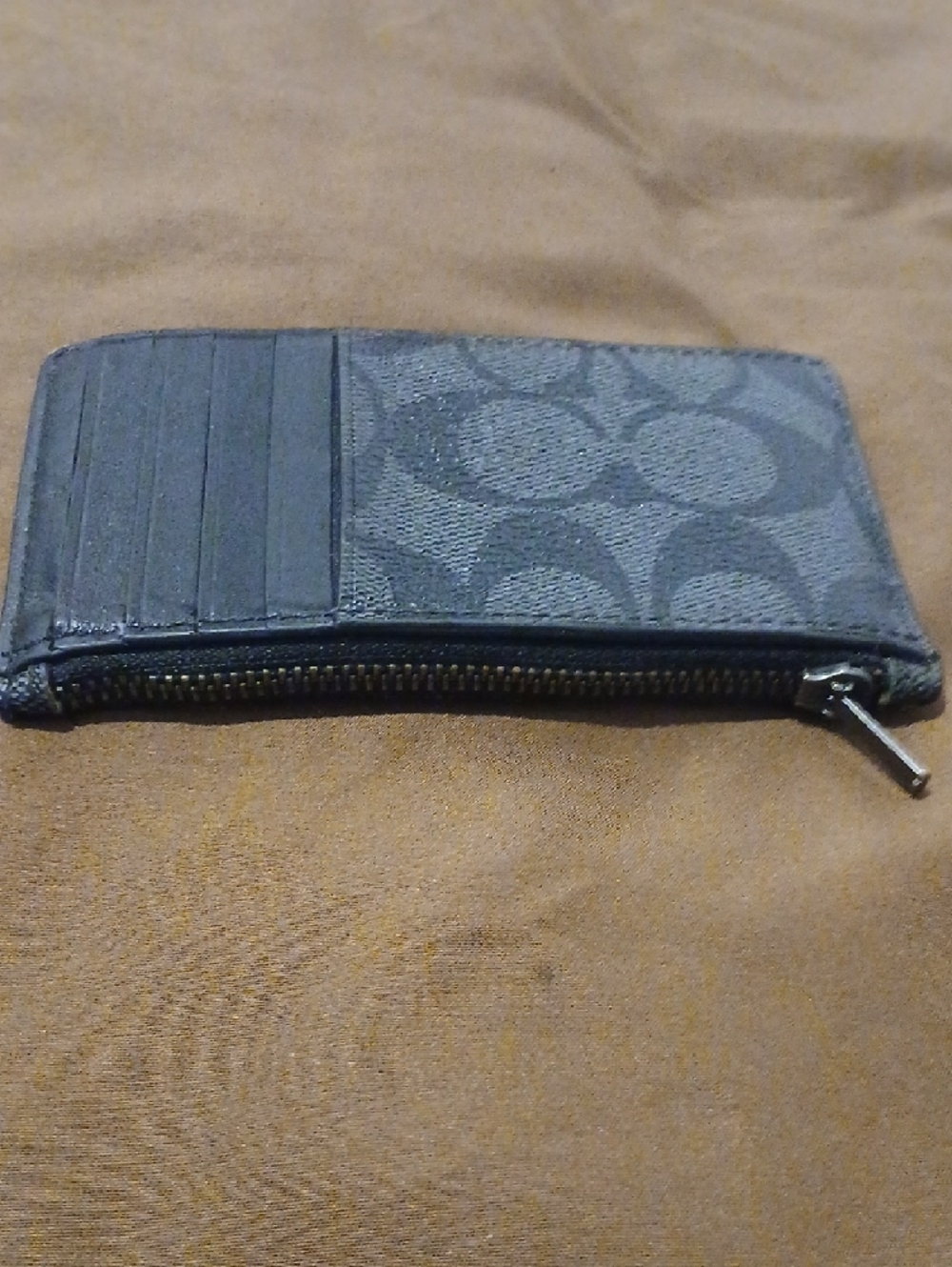 COACH Leather Zip Wallet with Card Slots - Black - Picture 3 of 7